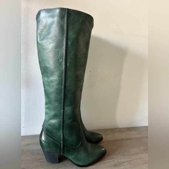 Frye women’s Renee Seam distressed leather tall boots green size 6 - Picture 2 of 14